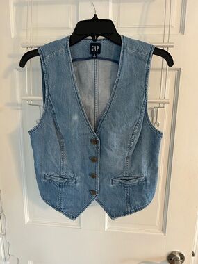 GAP Light Wash Denim Vest - Blue